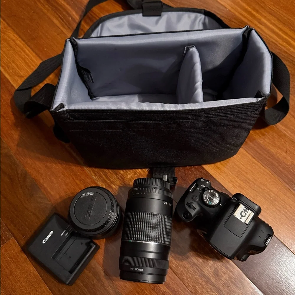 Canon EOS T7 Black and Gray Camera Bag with Compartments